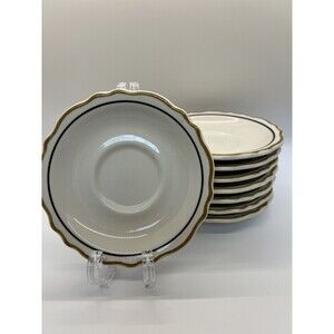 Vintage Homer Laughlin Dorado Saucer Set of  8 Mustard & Black 5 3/8”